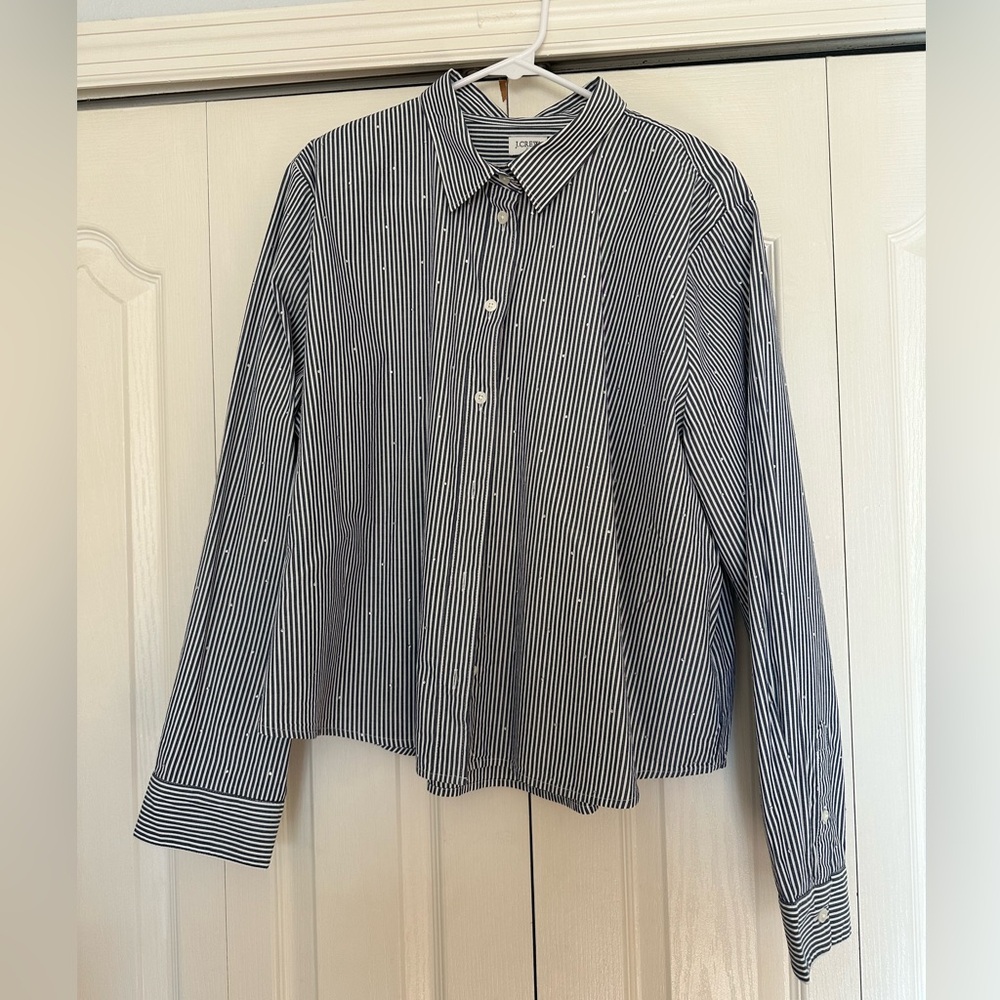 J. Crew Ladies Rhinestone Embellished Striped Blouse